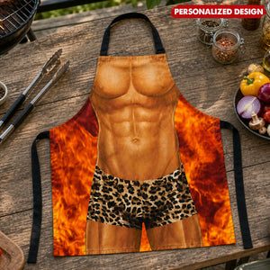 Funny 3D Man Print BBQ Apron - Novelty Humorous Kitchen Cooking Apron for Men