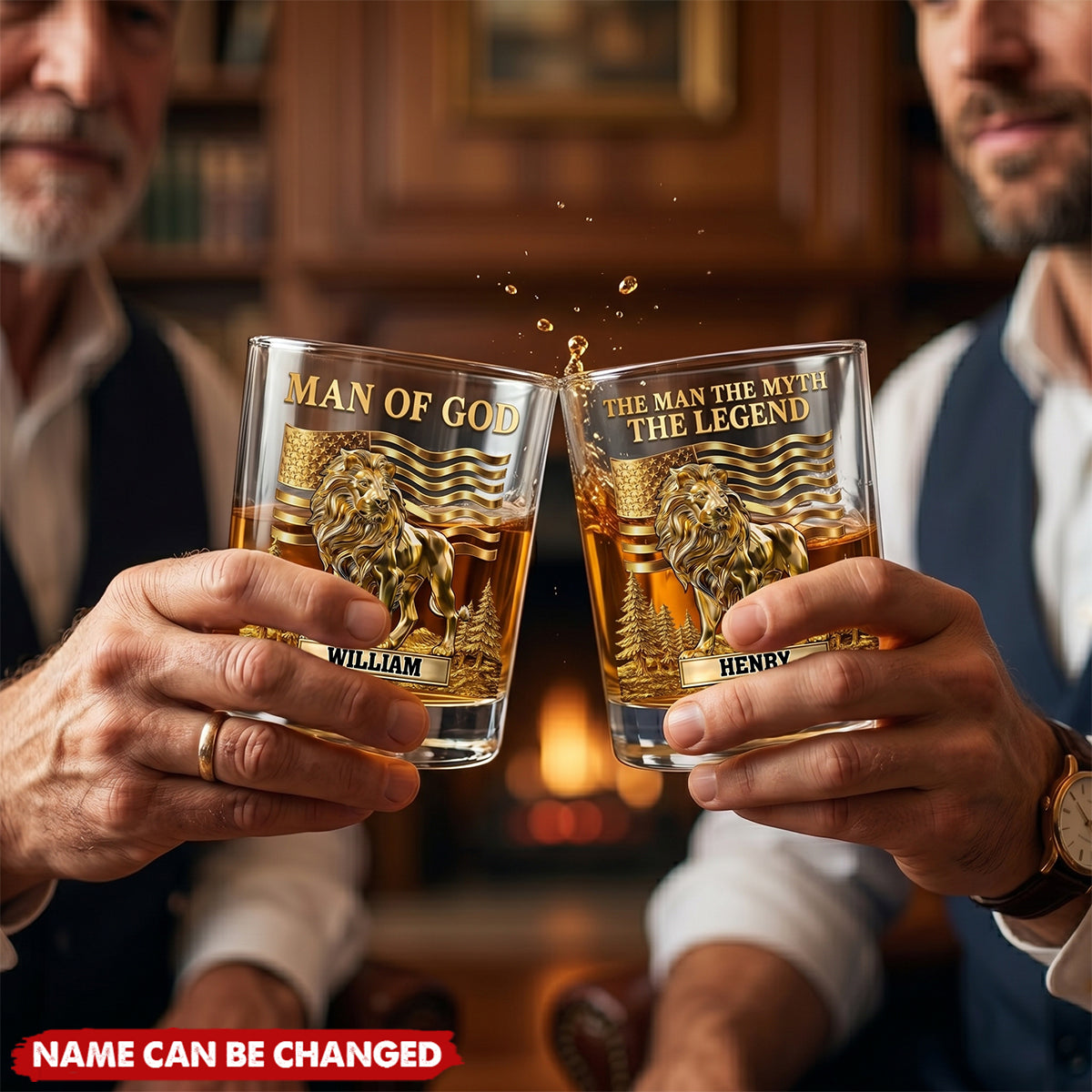 Custom Name Lion Man of God Whiskey for Men