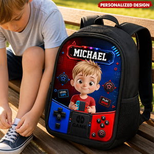 Personalized Kids Game Controller Backpack -Little Cartoon Gamer Bookbag