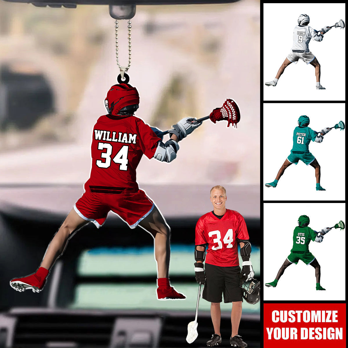 Personalized Lacrosse Player Car Ornament - Gift For Lacrosse Lover