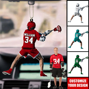 Personalized Lacrosse Player Car Ornament - Gift For Lacrosse Lover