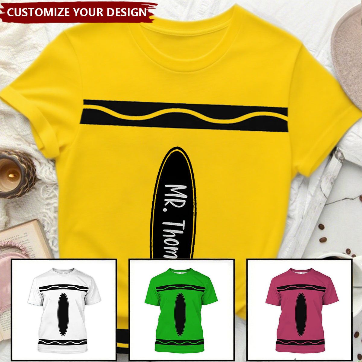 Crayon Theme Personalized Group Matching Shirt - Halloween Costume For Teachers