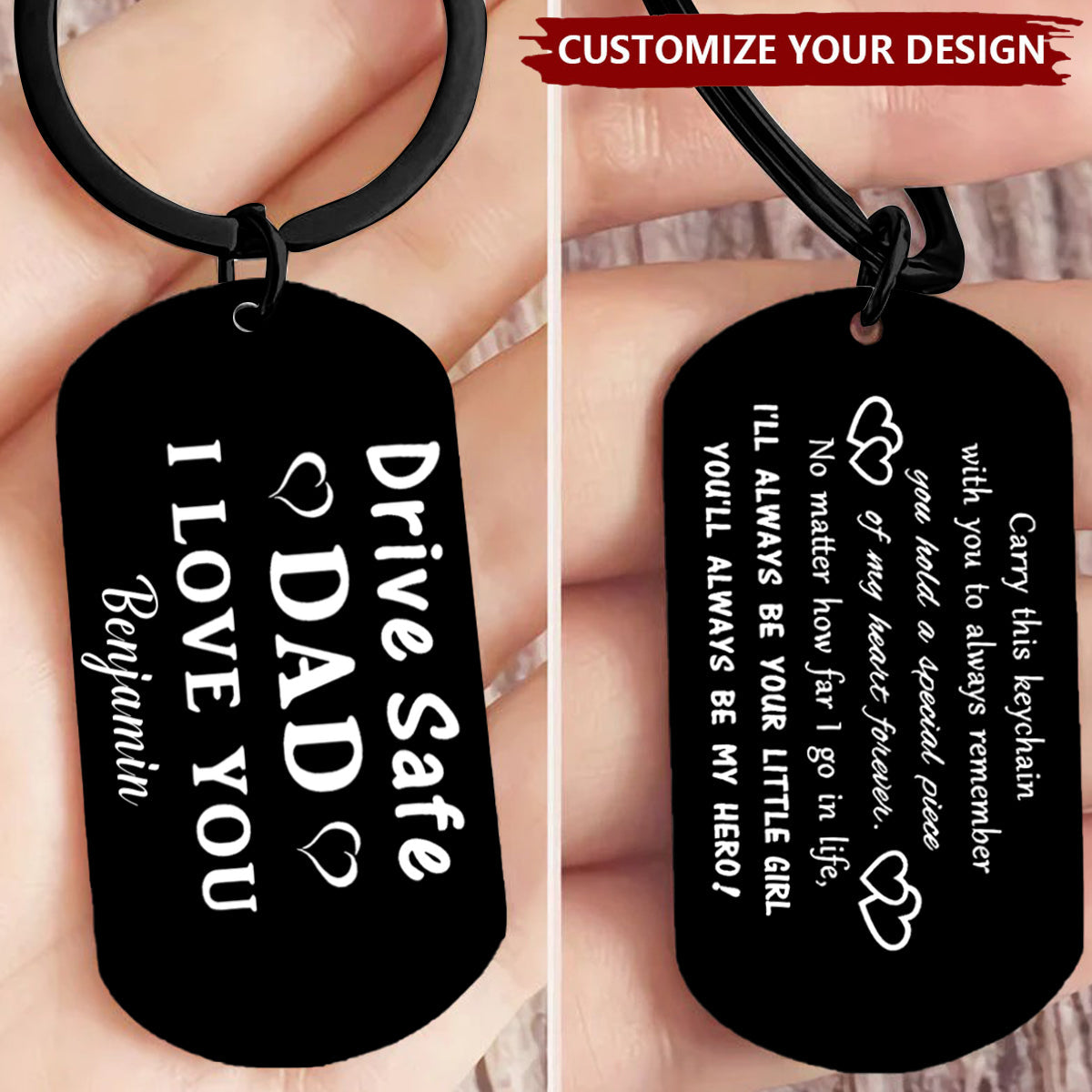 Drive Safe Dad, I Love You - Personalized Stainless Steel Keychain