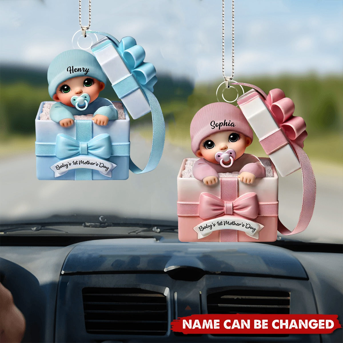 Baby Inside Gift Box Personalized Acrylic Ornament, Lovely Keepsake to Celebrate Baby's First Mother's Day, Gift for New Moms