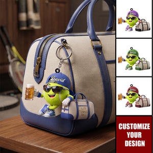 Personalized Tennis Player Mascot Keychain - Custom Tennis Gift