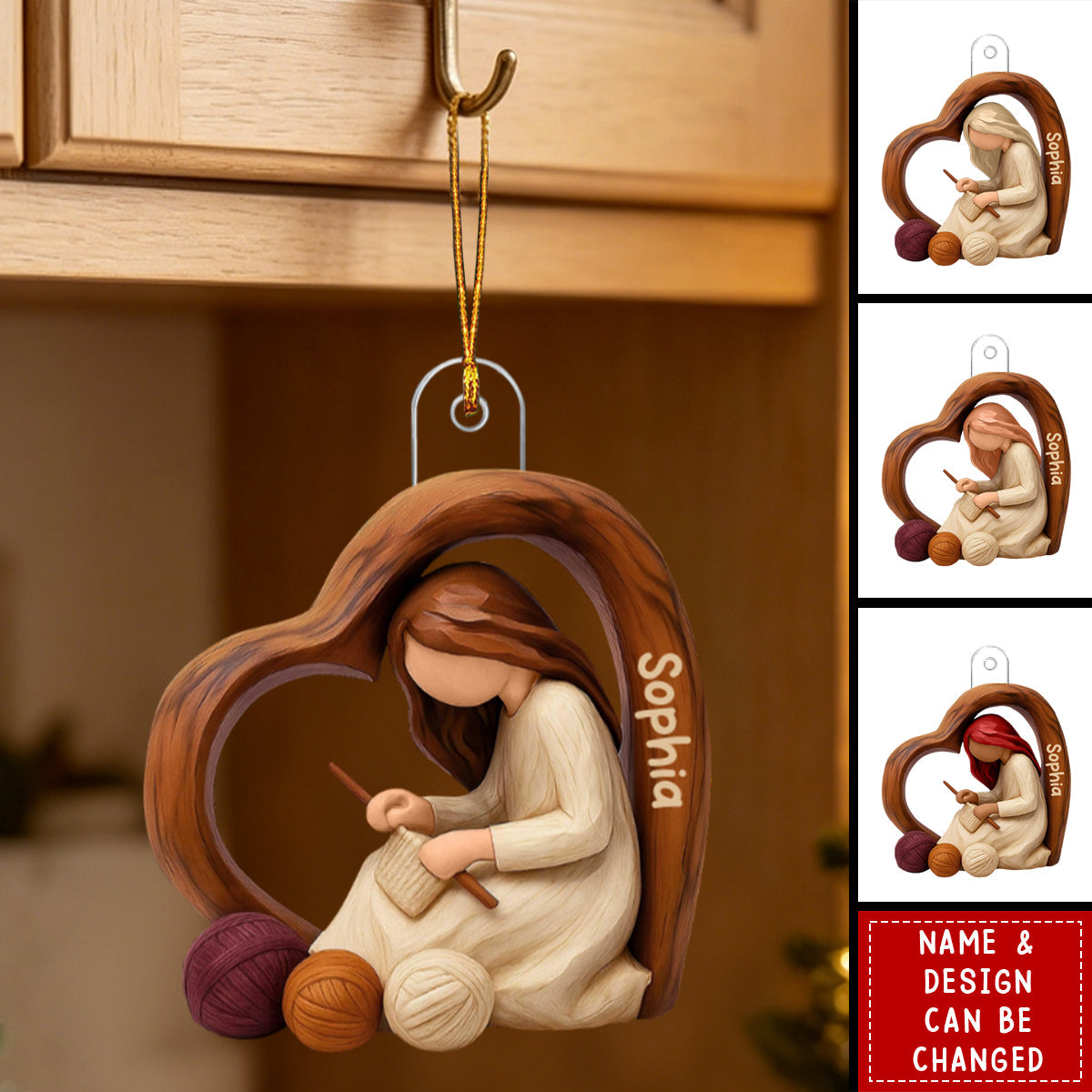 Just A Girl Who Loves Knitting Christmas Ornament 2026, Personalized Crochet Lovers Ornament