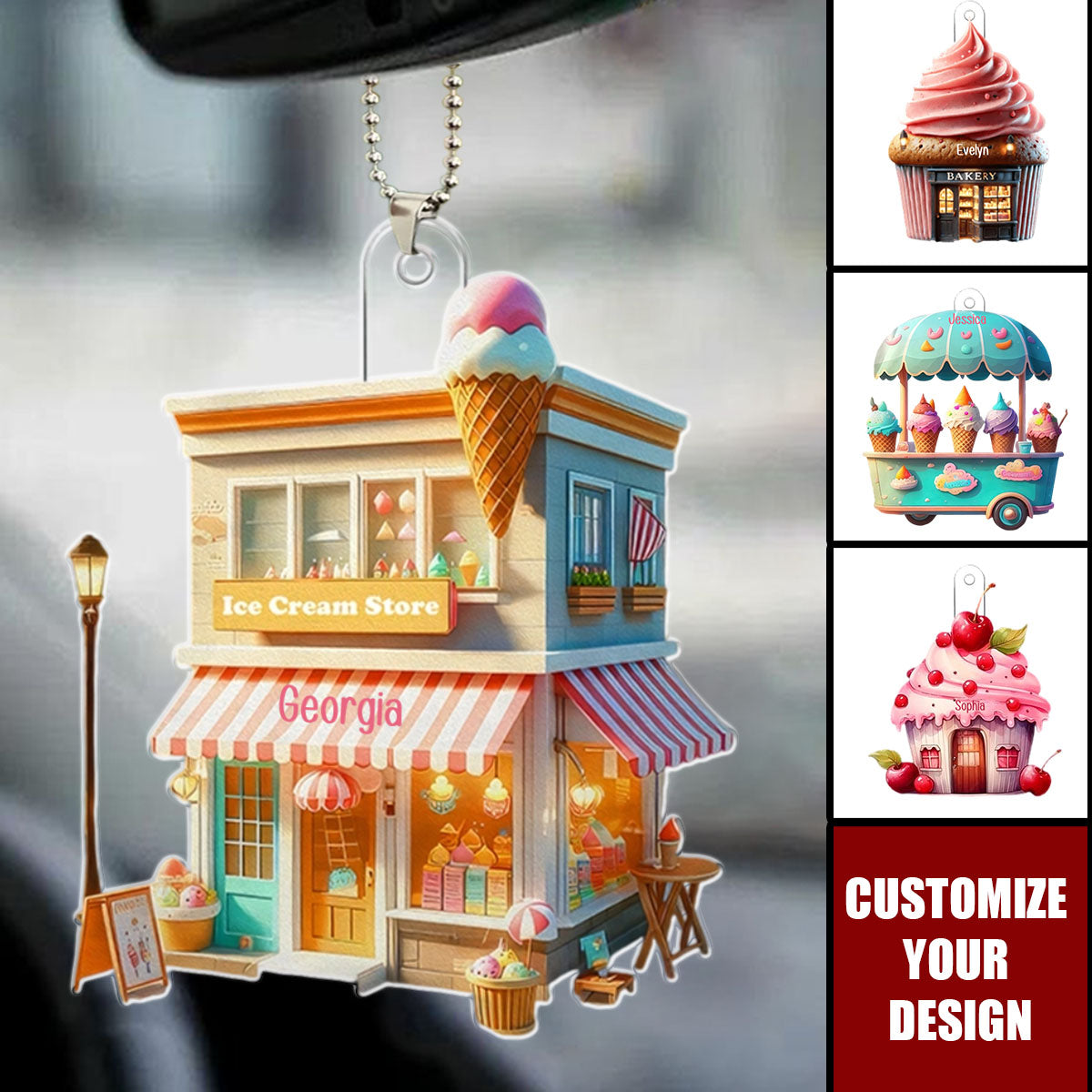 Ice Cream - Personalized Acrylic Ornament, Gift For Ice Cream Lovers