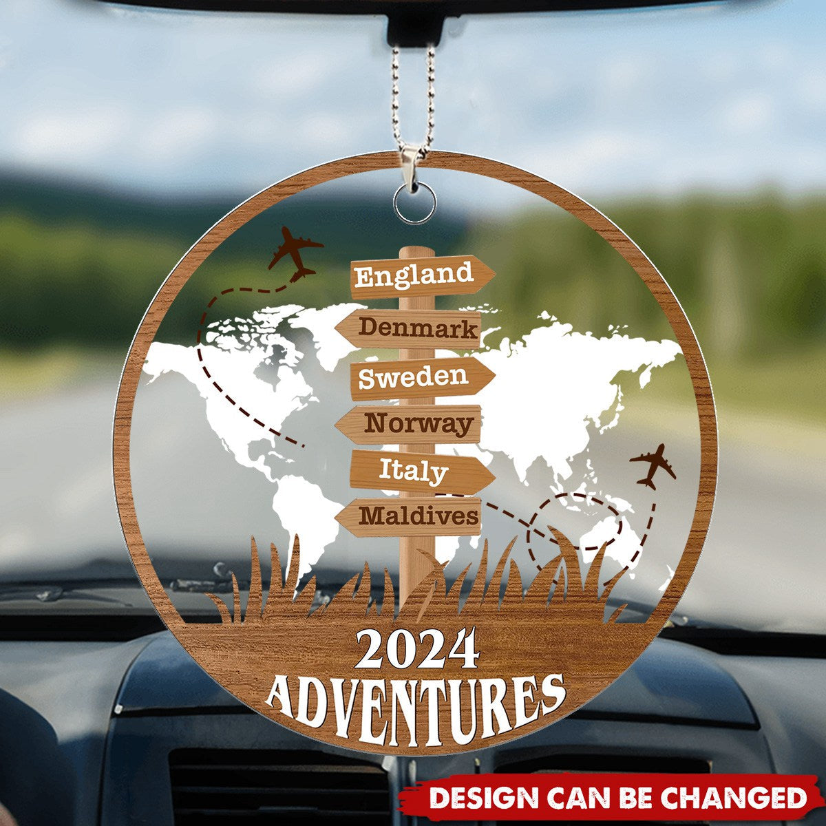 Personalized Travel Adventure Car Ornament - Gift for Travelers
