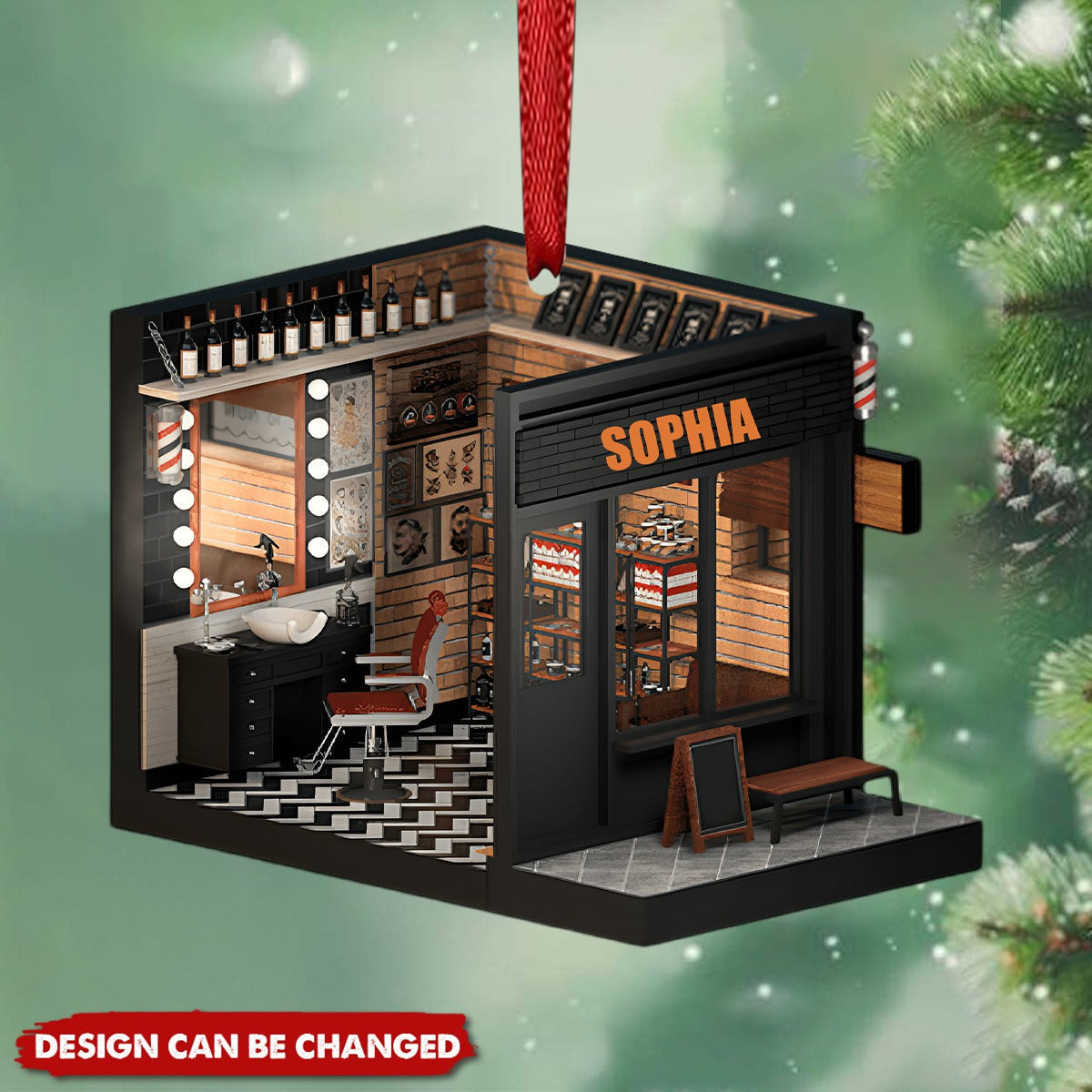 Personalized Barber Shop Christmas Ornament, Barber Shop Christmas, Barber Shop Ornament, Christmas Gift For Hairdresser, Tree Hanging Decor