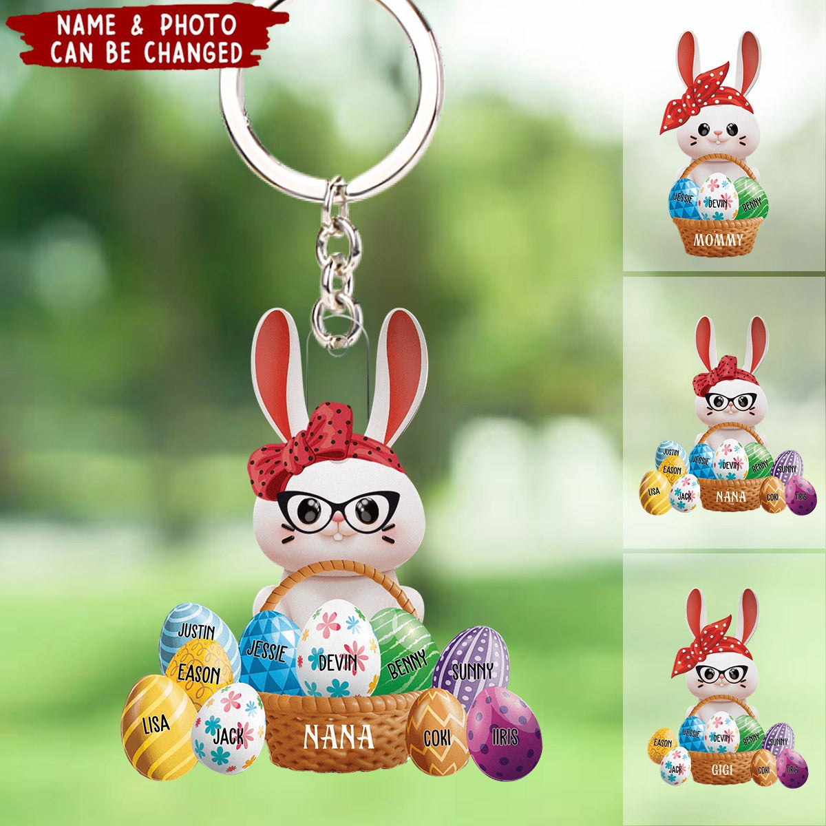 Custom Title Grandma Nana With Kids Names - Personalized Keychain