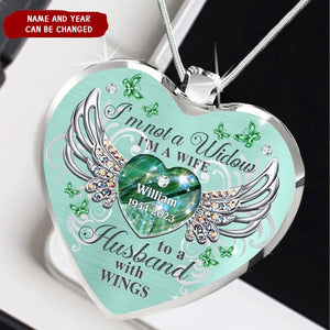 Memorial Butterfly My Husband Has Wings Personalized Heart Necklace