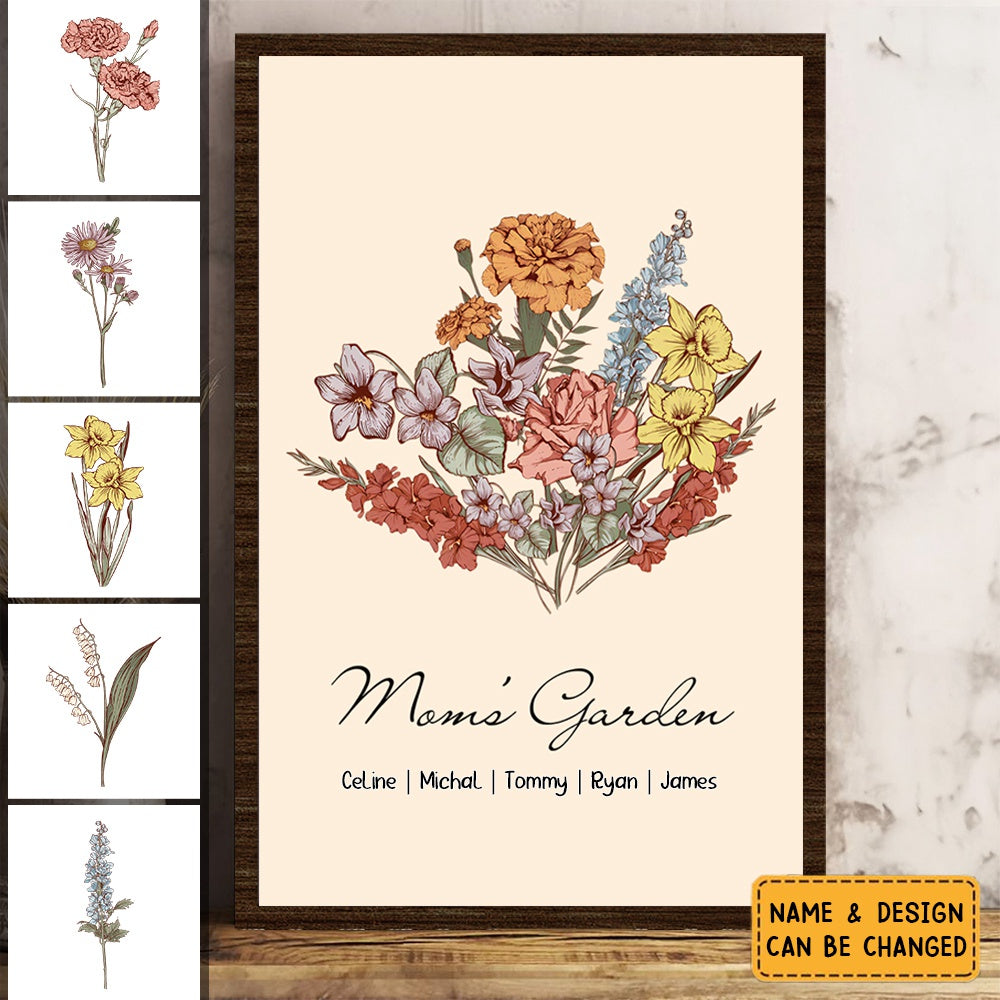Birth Flower Family Bouquet Names Personalized Poster