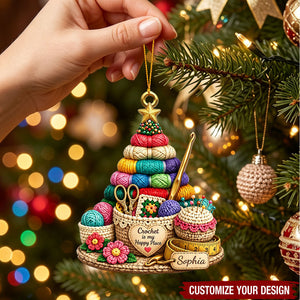 Personalized Acrylic Ornament - Crochet Is My Happy Place