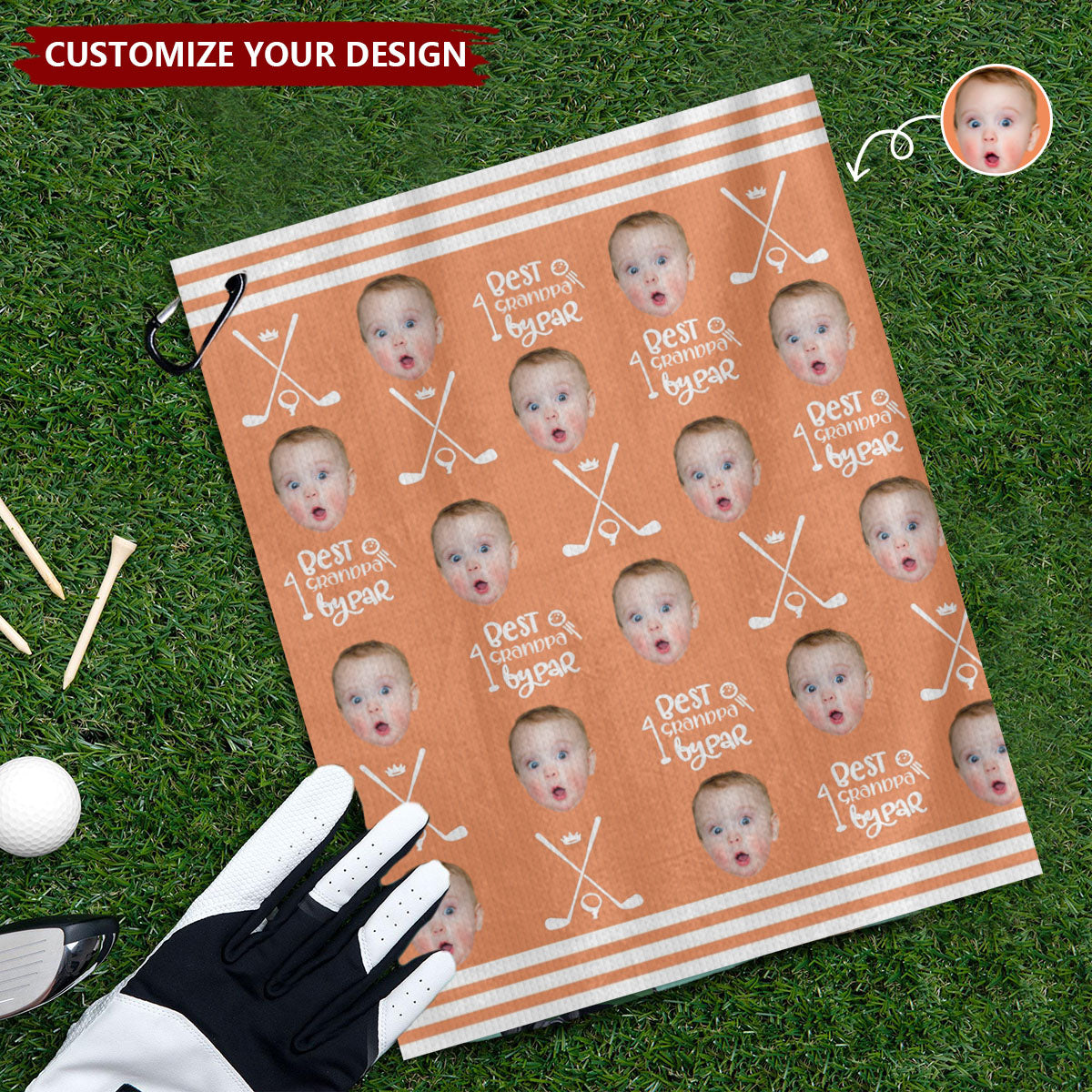 Custom Funny Pet Kids Photo Personalized Golf Towel, Fathers Day Golf Gift