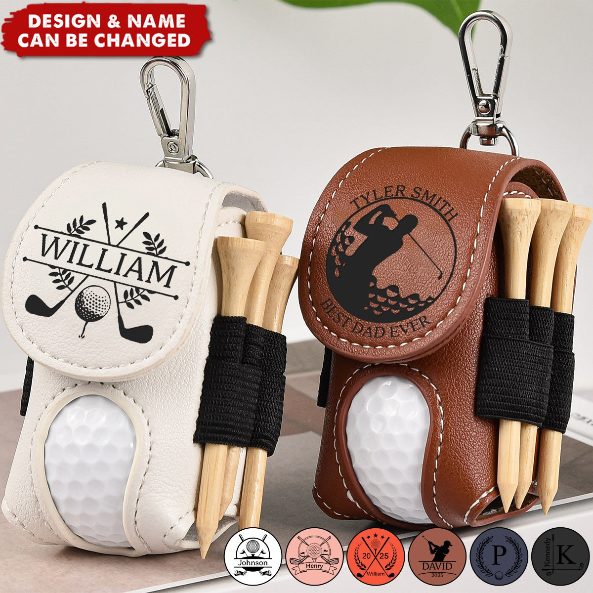 Leather Stylish Pouch Golf Tees Holder Travel Personalized Golf Ball Bag