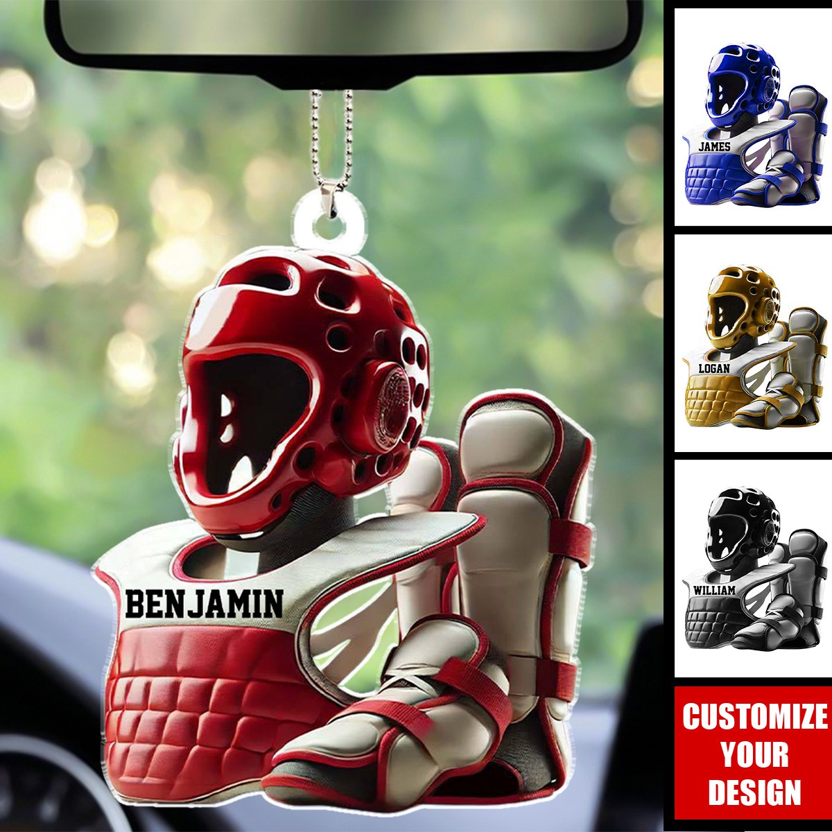Taekwondo Gear - Personalized Acrylic Car Ornament, Gift for Martial Artists