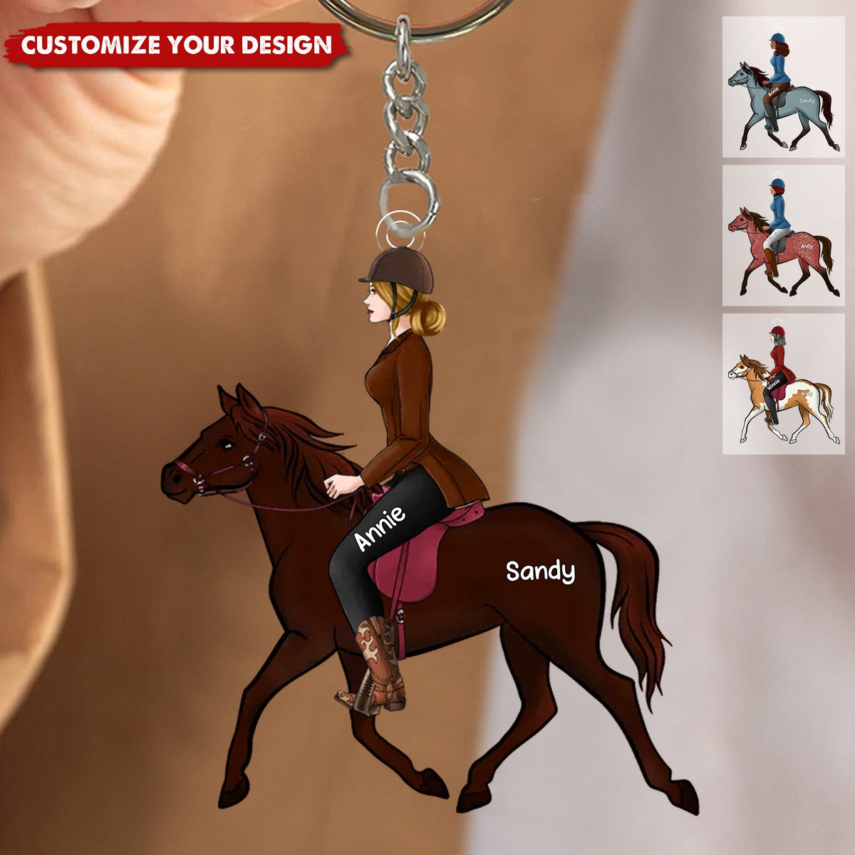 Girl Riding Horse - Personalized Acrylic Keychain