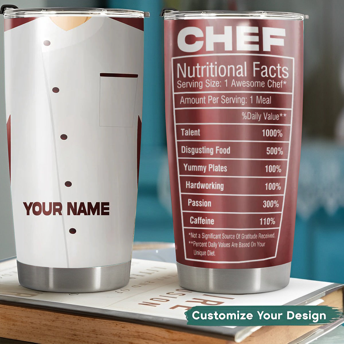 Personalized Chef Nutritional Facts Tumbler