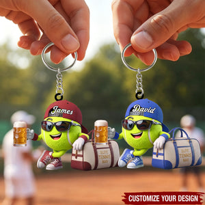 Personalized Tennis Player Mascot Keychain - Custom Tennis Gift