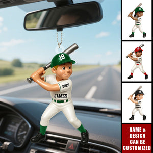 Cute Baseball Player - Personalized Acrylic Car Ornament