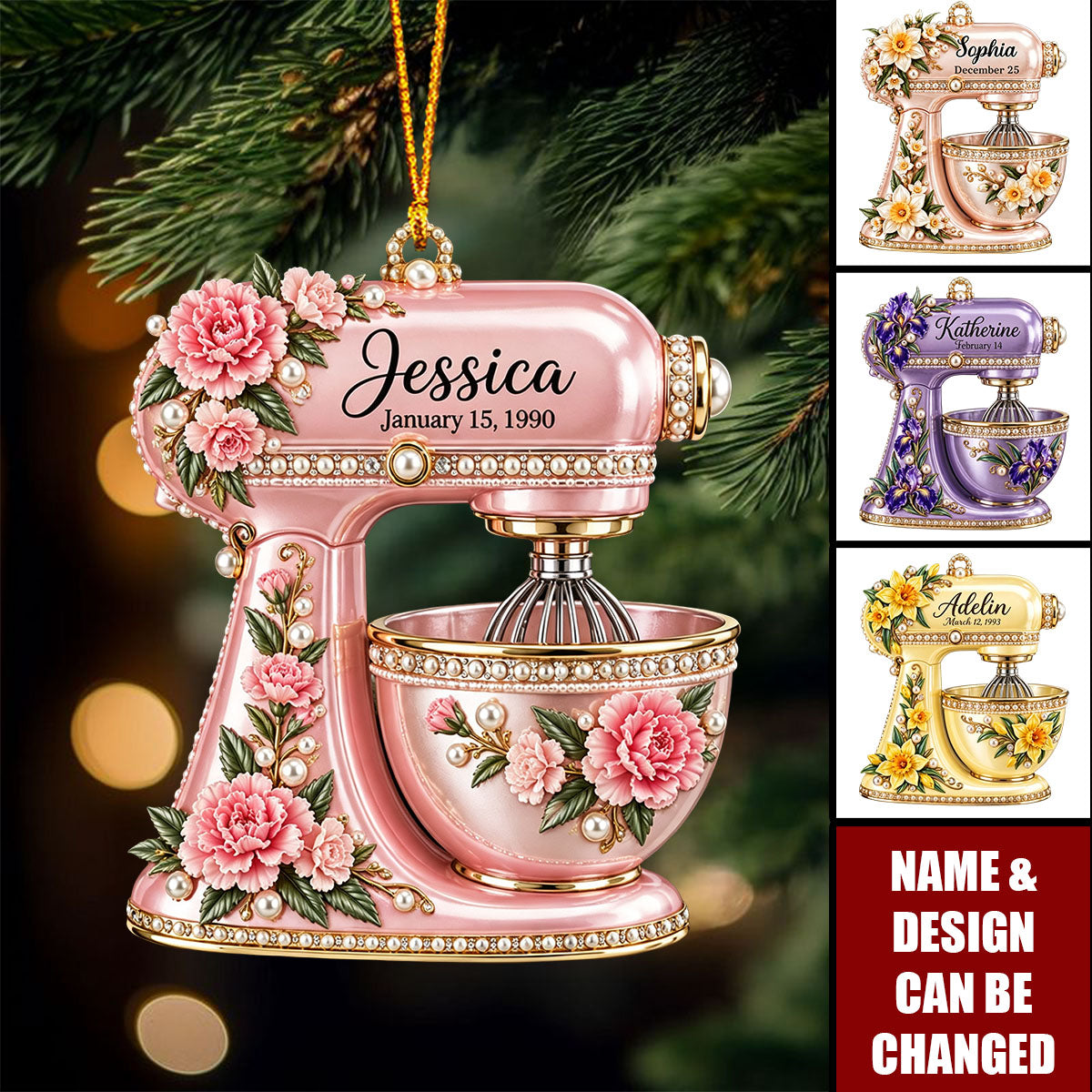 Birth Month Flower Baking Mixer Ornament - Personalized Christmas Gifts For Baking Lovers