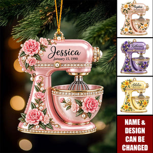 Birth Month Flower Baking Mixer Ornament - Personalized Christmas Gifts For Baking Lovers