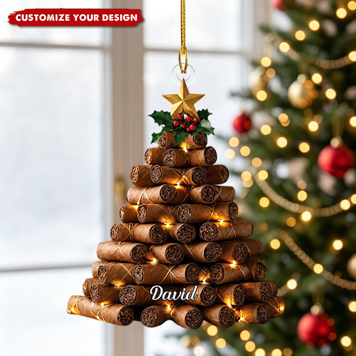Personalized Cigar Christmas Tree Ornament, Gift for Dad