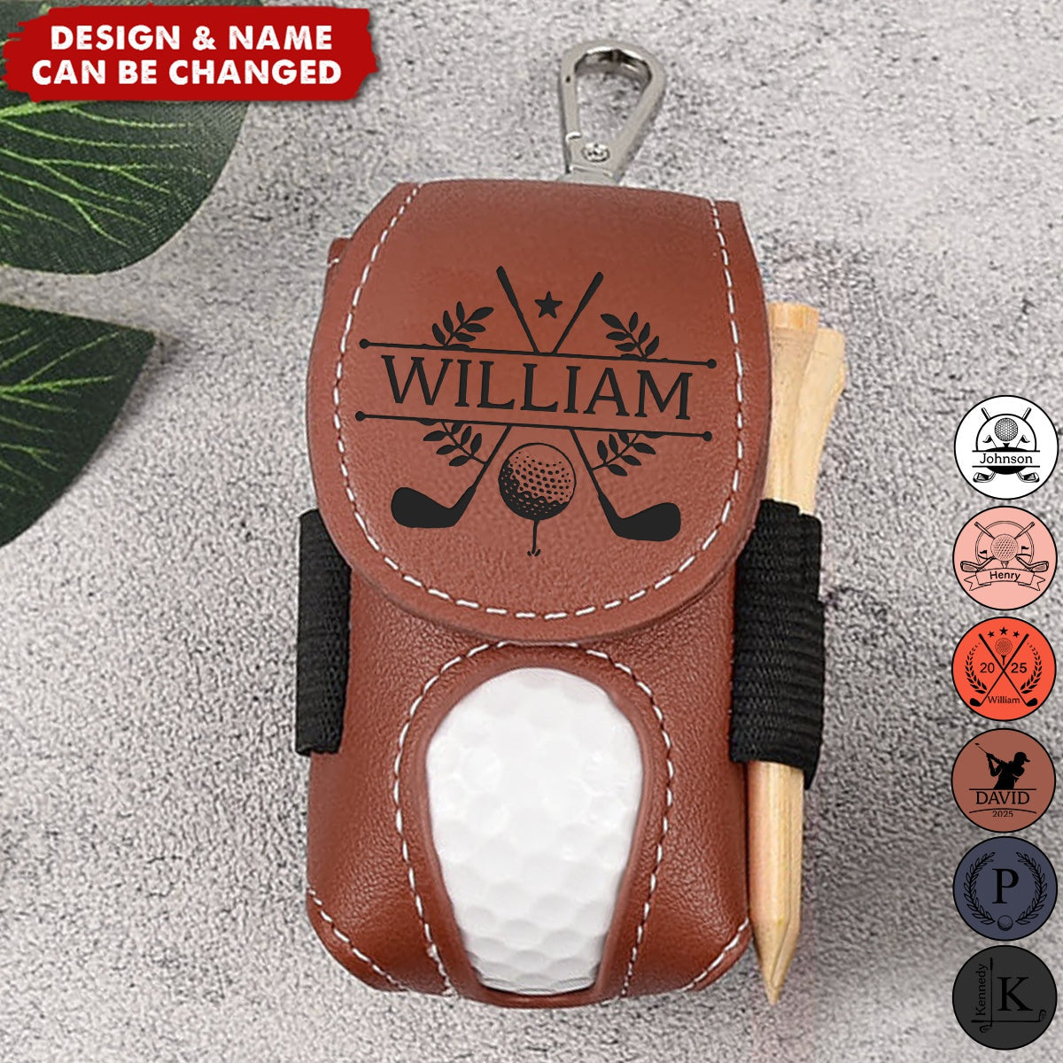 Leather Stylish Pouch Golf Tees Holder Travel Personalized Golf Ball Bag