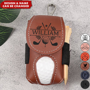 Leather Stylish Pouch Golf Tees Holder Travel Personalized Golf Ball Bag