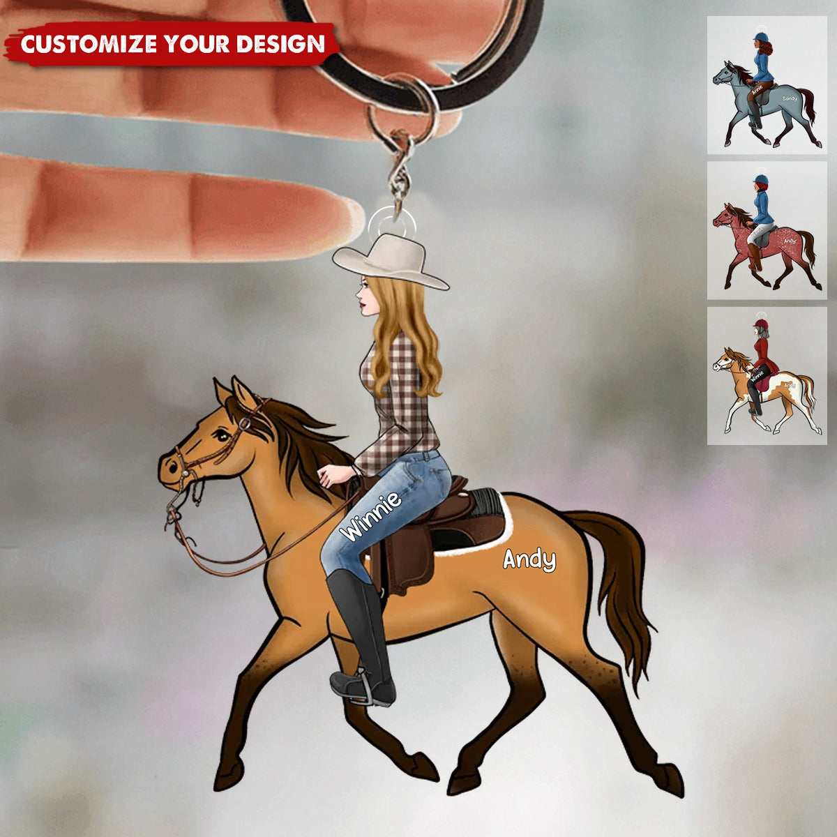 Girl Riding Horse - Personalized Acrylic Keychain