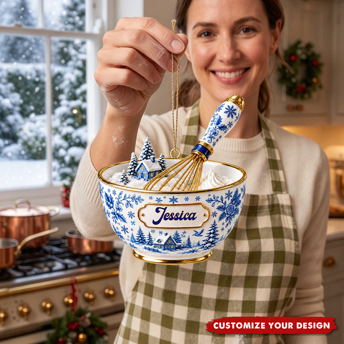 Personalized Baking Through The Snow - Custom Ornament, Gift For Bakers and Moms