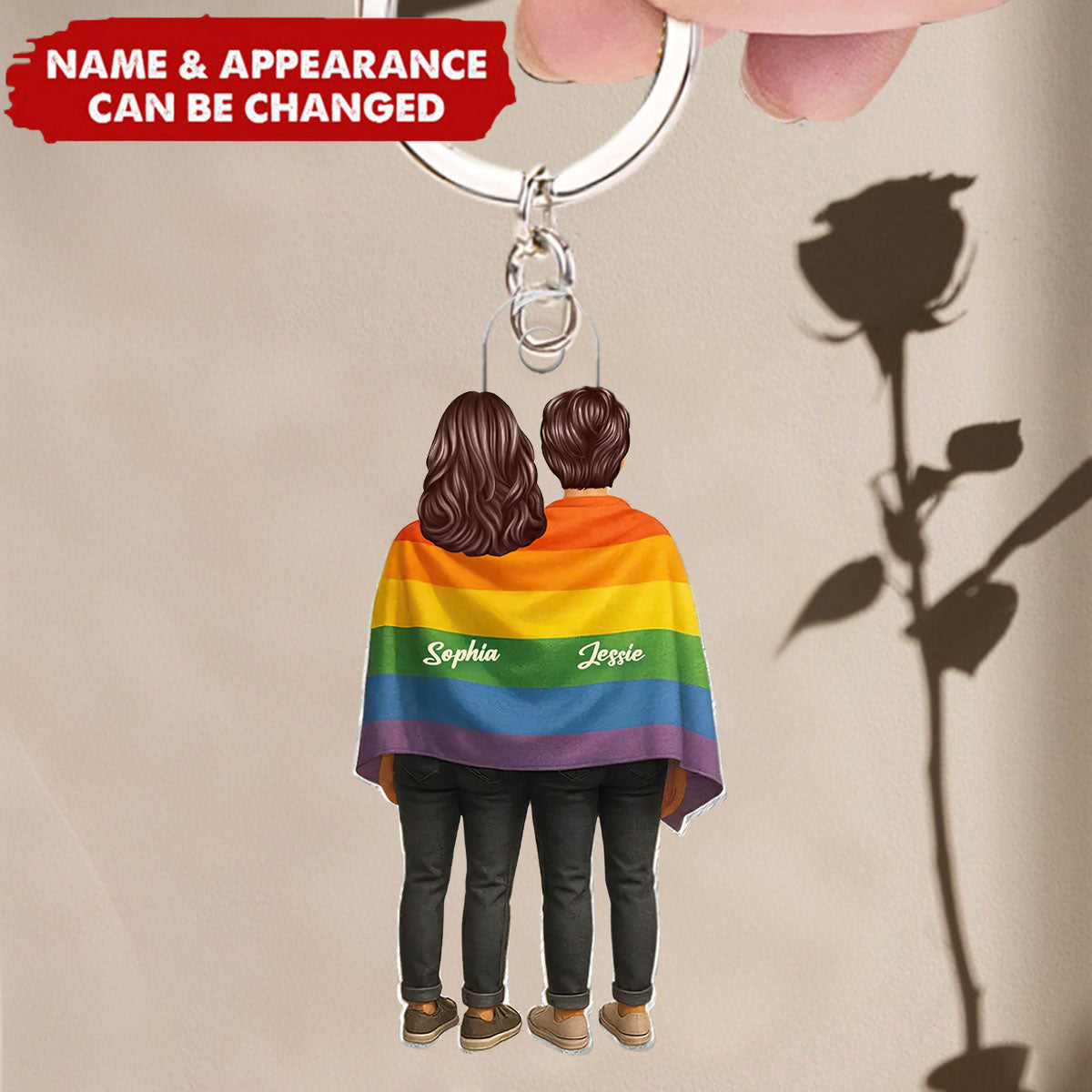 Pride Month LGBT Couple Love Wins Personalized Acrylic Keychain