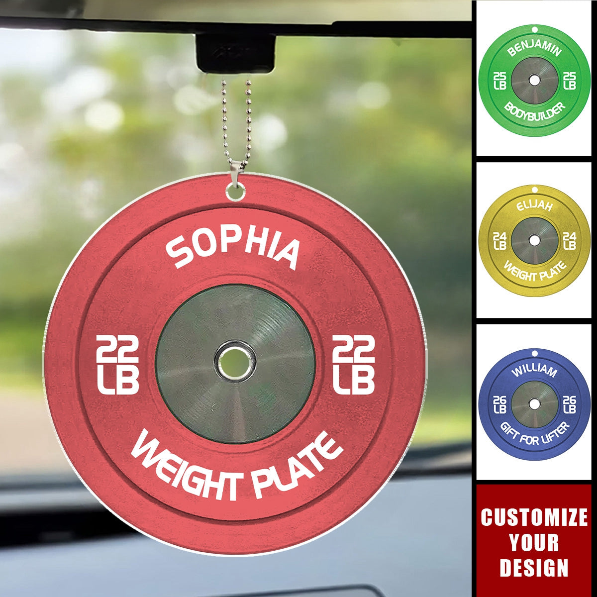 Weight Plate Bumper Plate - Personalized Acrylic Car Ornament, Gift For Lifter, Bodybuilder,Gymer