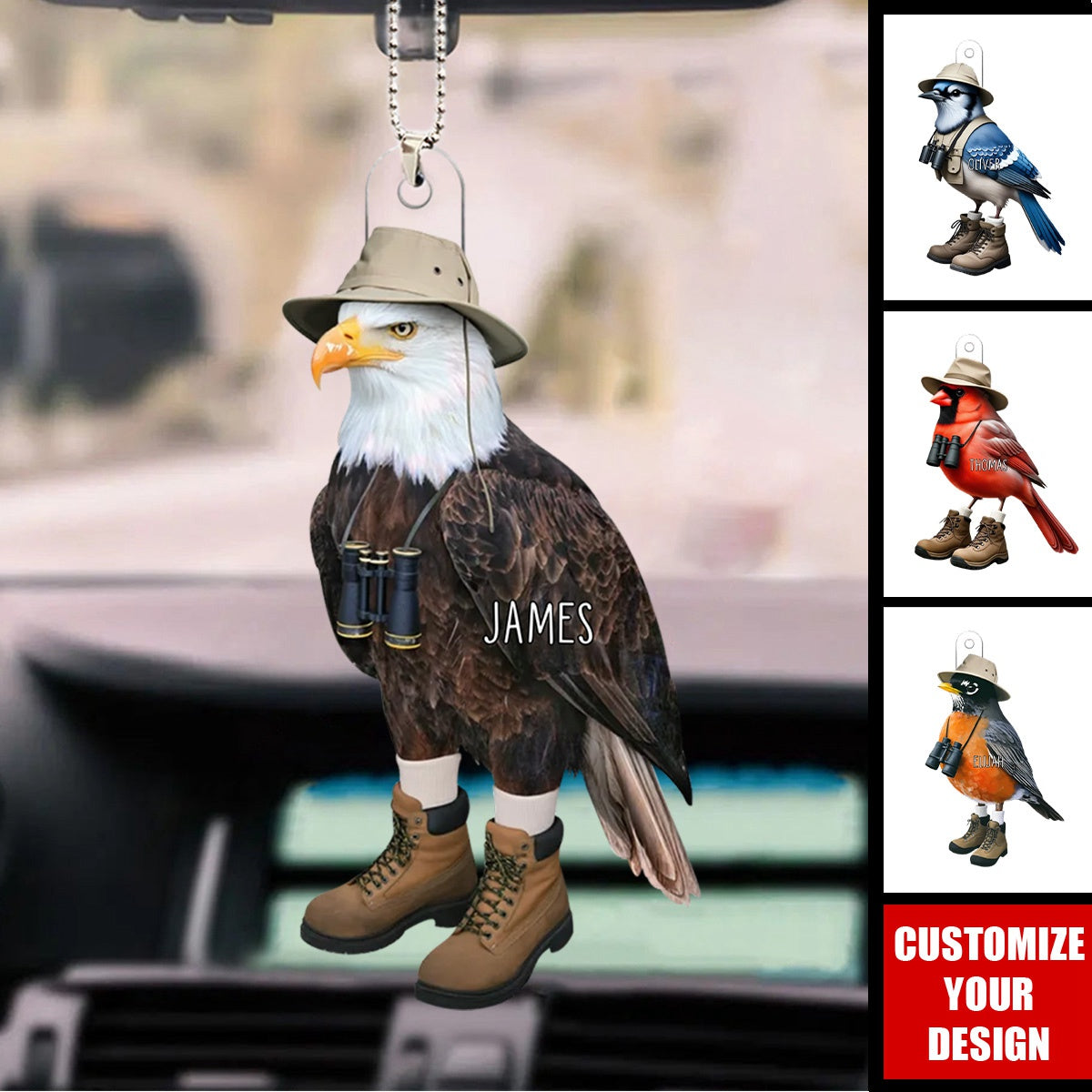 Funny Bird Watcher Personalized Acrylic Ornament, Gift for Bird Lover