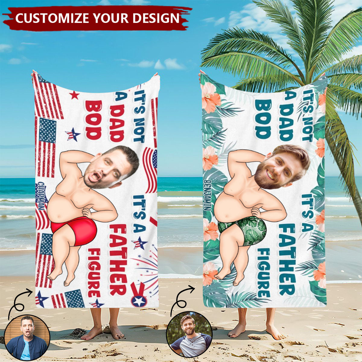 Custom Photo Not A Dad Bod - Personalized Beach Towel