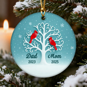 3D Sea Glass Effect Cardinal Memorial Tree - Personalized Ceramic Ornament