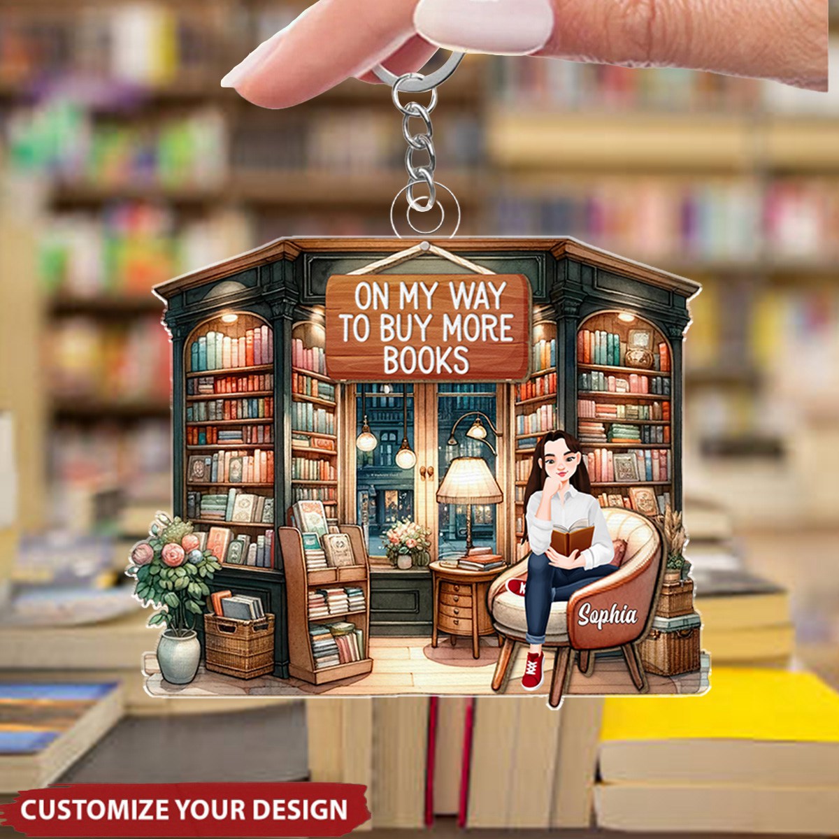 Gifts For Book Lover On My Way To Buy More Books Personalized Acrylic Keychain