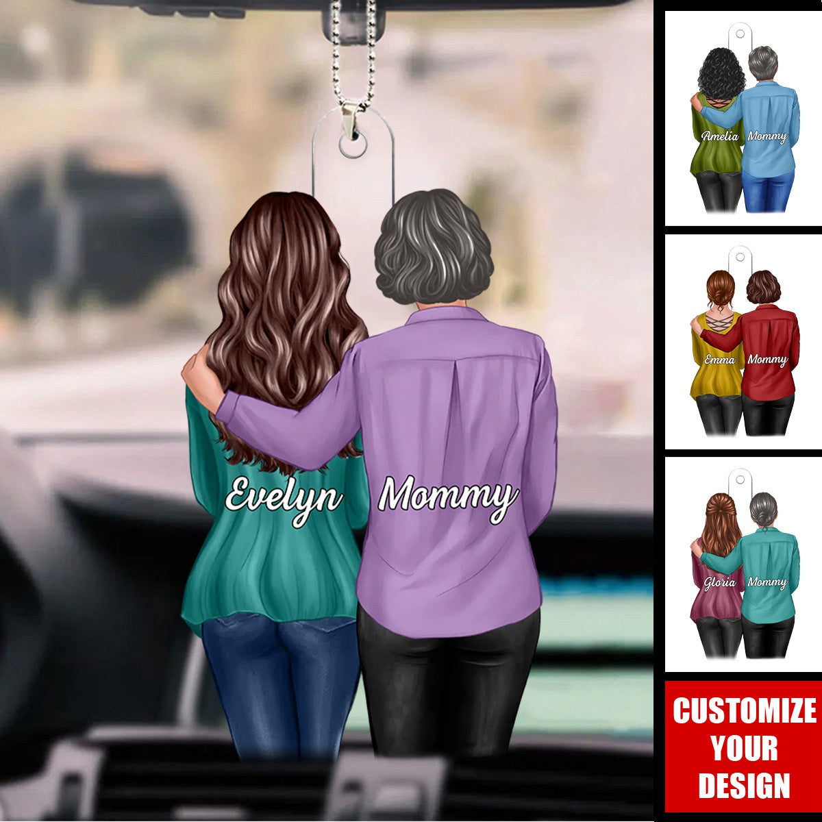 Mom And Daughter Standing Together - Personalized Acrylic Ornament