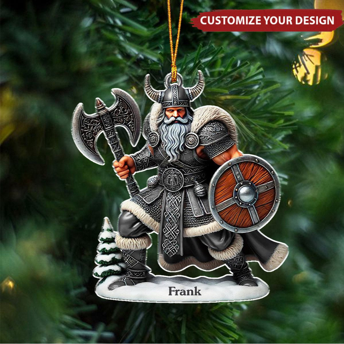 Viking Santa Warrior Personalized Christmas Ornament