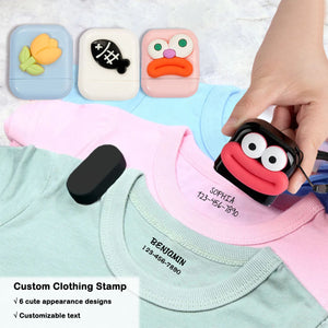 Personalized Cat Fish Flower Fabric Clothing Self-Inking Stamp, Daily Use Birthday Gift For Kids Mother Grandmother