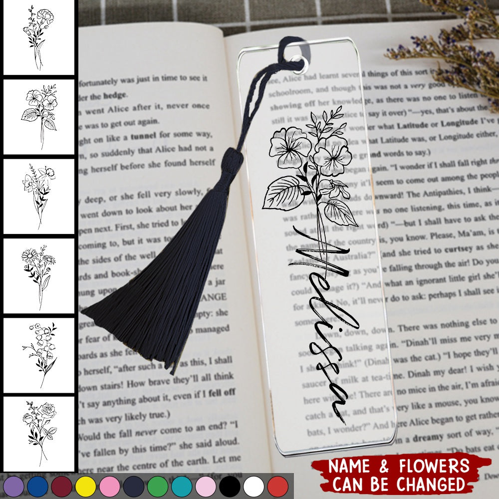 Personalized Birth Flower Bookmark - Aesthetic Bookmark with Tassel