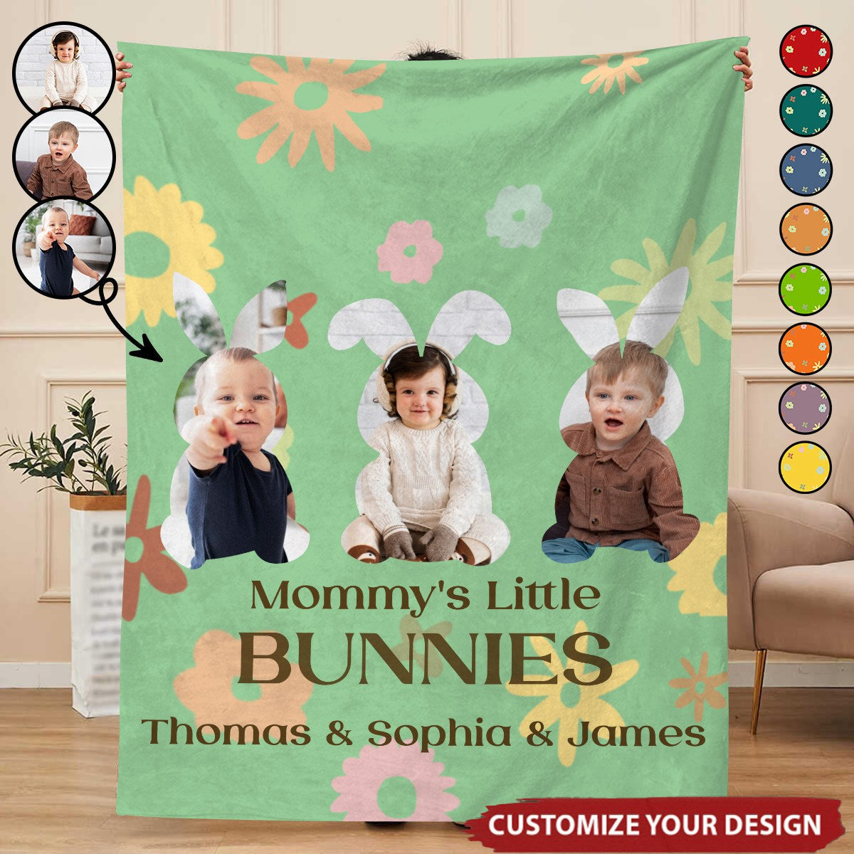 Custom Baby Photo Blanket - Personalized Blanket, Easter Gift For Family Members