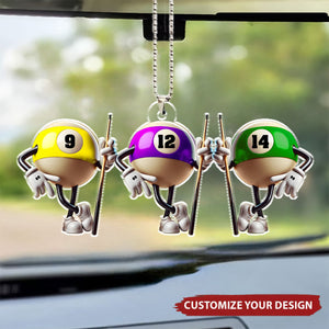 Billiard Balls - Personalized Acrylic Car Ornament, Gift For Friends