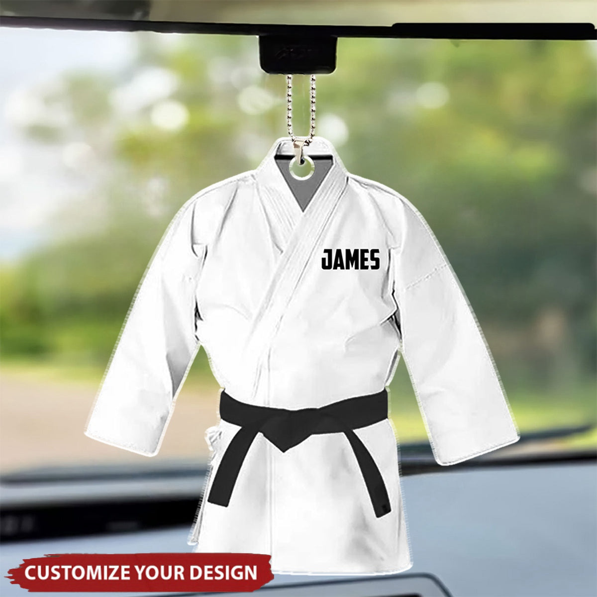Karate Belt - Personalized Acrylic Car Ornament, Gift For Karate Practitioner