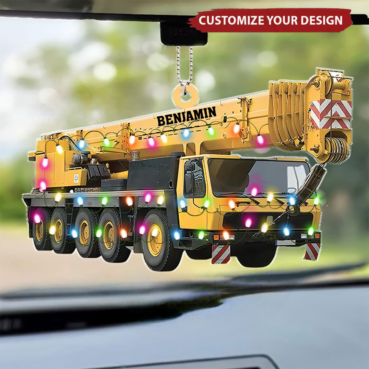 Crane Vehicles - Personalized Acrylic Car Ornament, Gift For Heavy Equipment Operator