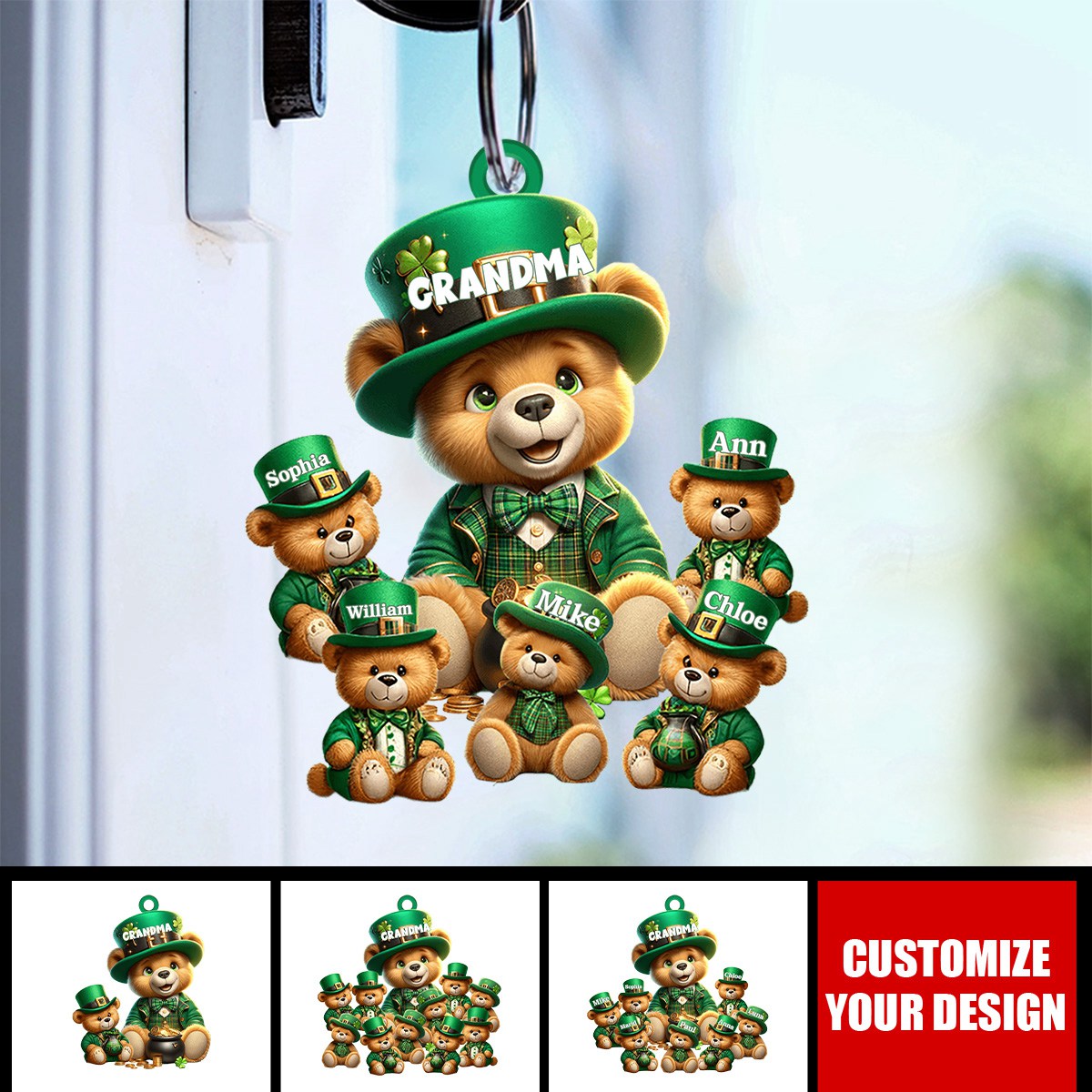 Saint Patrick Day - Personalized Bear Grandma Keychain