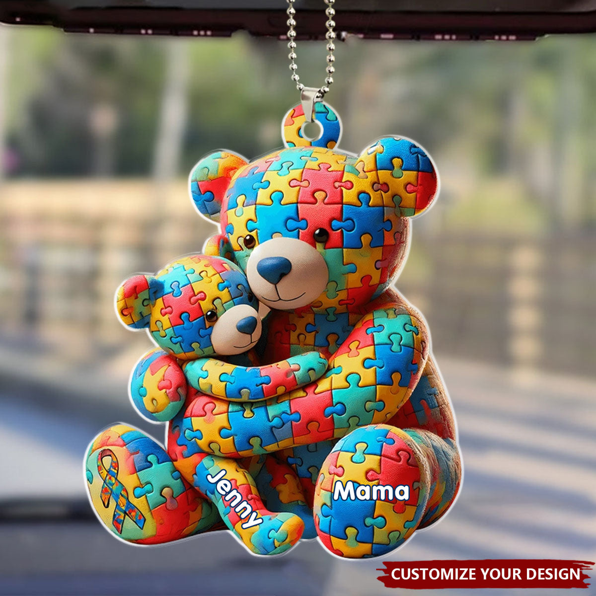 Bear Mother and Kid - Personalized Acrylic Ornament, Gifts For Autism