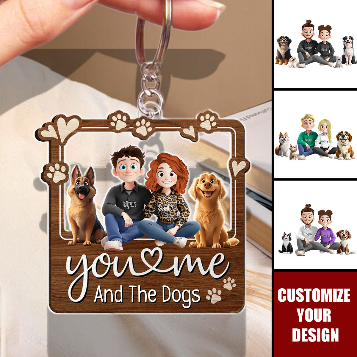 You & Me And The Dogs - Personalized Acrylic Keychain