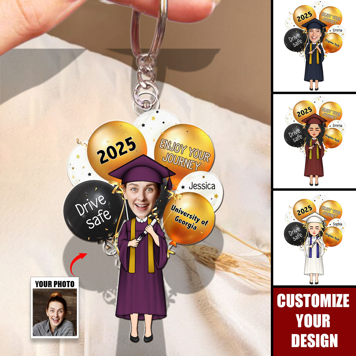 Enjoy Your Journey Graduation Gift - Personalized Acrylic Keychain