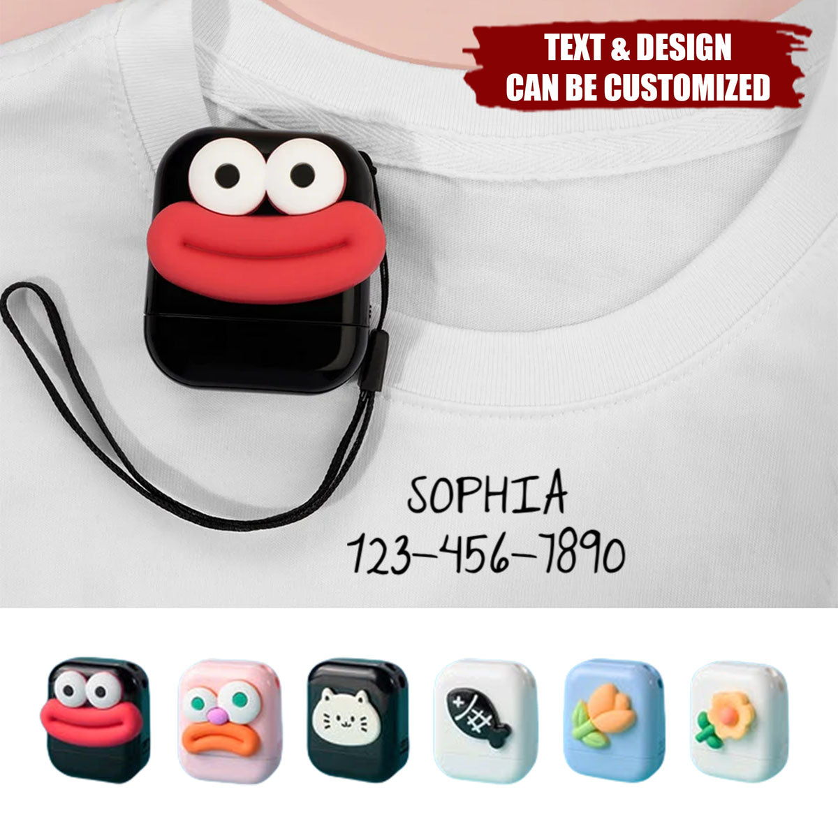 Personalized Cat Fish Flower Fabric Clothing Self-Inking Stamp, Daily Use Birthday Gift For Kids Mother Grandmother